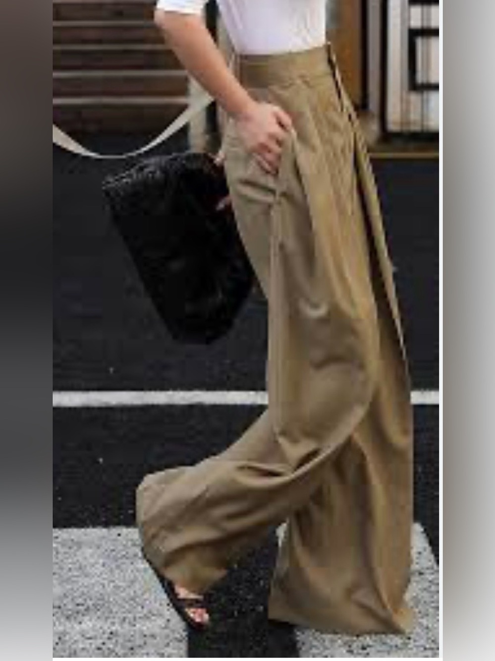 Commense Wide Leg Pants in Khaki Brown